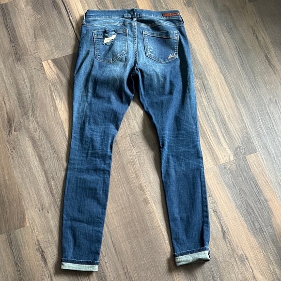 Ripped Dark Blue Women’s Skinny Jeans - Picture 10 of 12